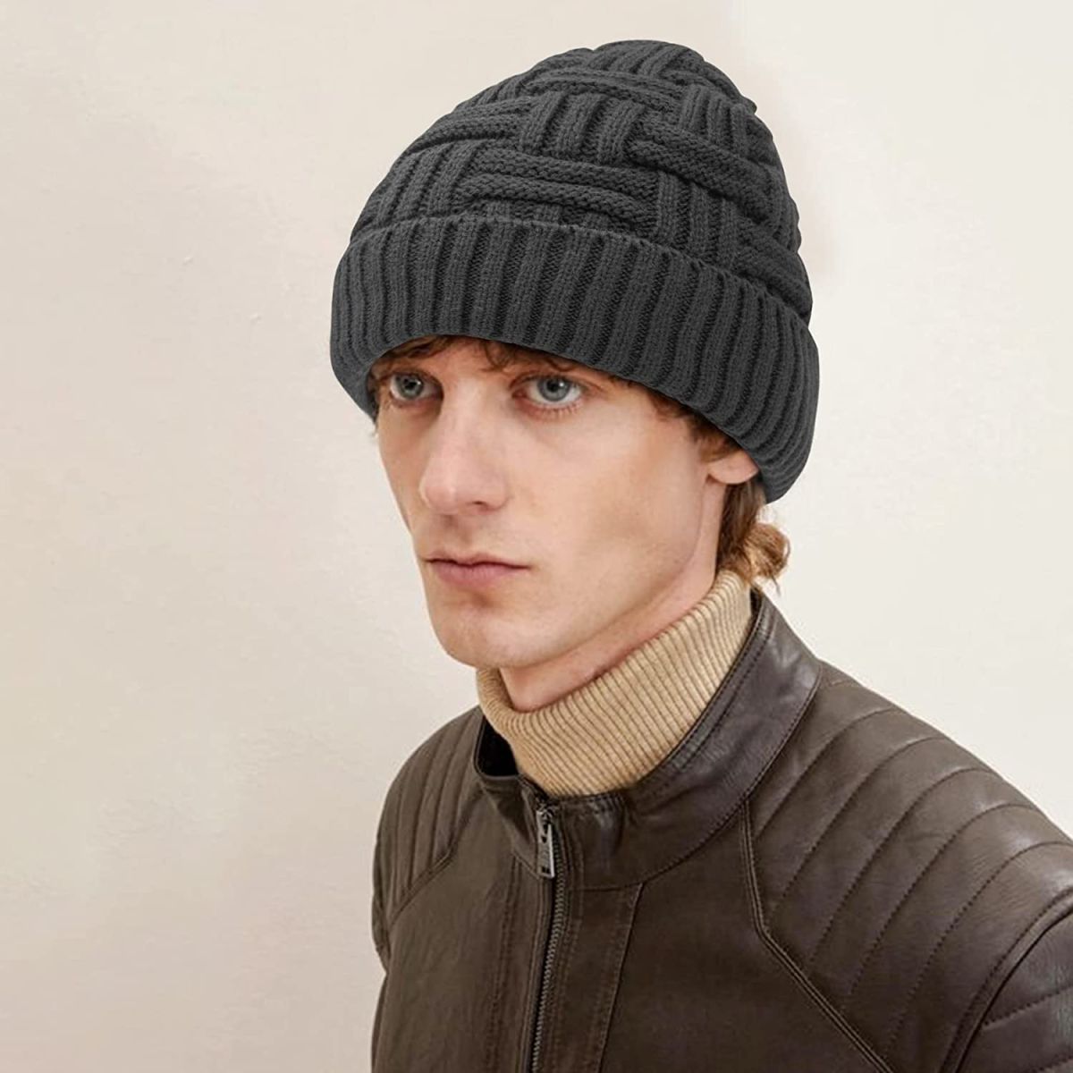 Loritta 2 Pack Winter Beanie Hat Set Warm Knitted Slouchy Thick Baggy Beanie Skull Cap for Men Women Gifts